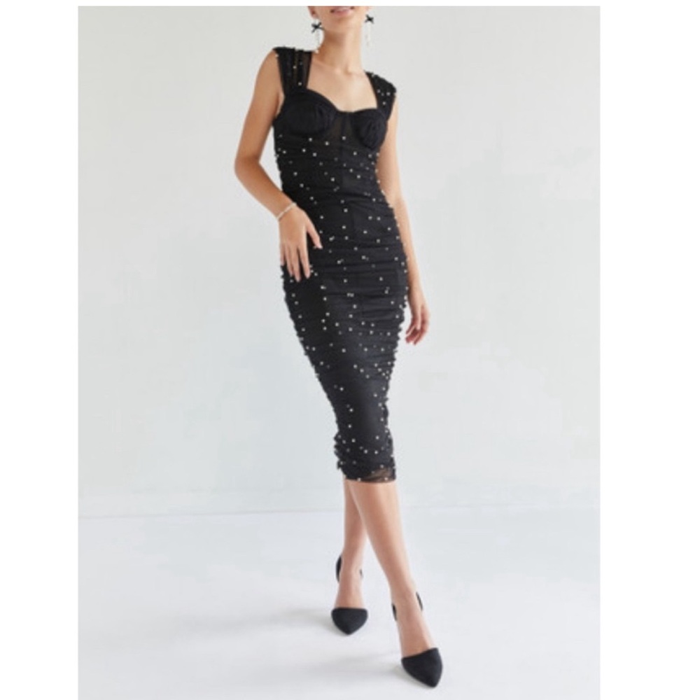 Francesca’s pearl midi dress